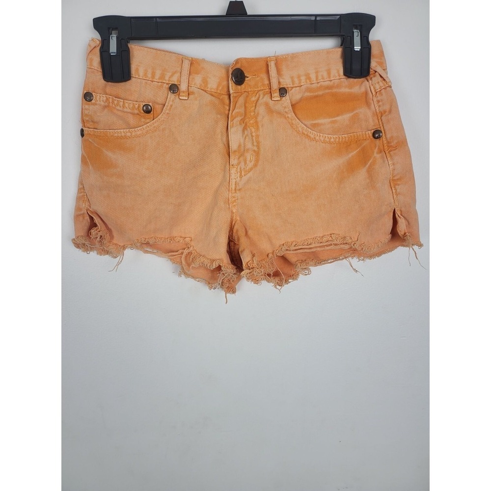 Free People Orange Shorts 27 Womens Mid Rise Raw Hem Casual‎ Bottoms